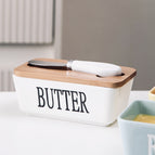 White large ceramic butter box / 350ml