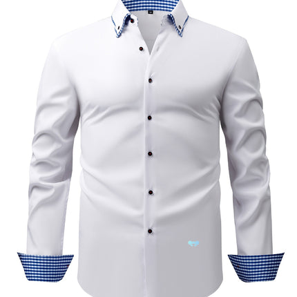Men's Light Business Casual Shirt Mustard Yellow Square Cross-Border