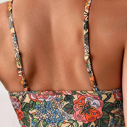 New European and American Bikini Swimwear Sexy Foreign Trade Bikini Printed High Waist Amazon Split Swimsuit Women