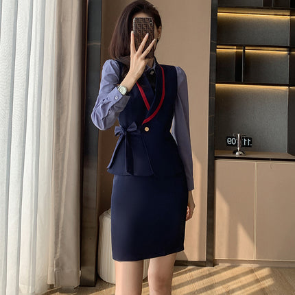 Professional suit women's waistcoat workwear hotel front desk strap vest jewelry store beautician work clothes temperament suit