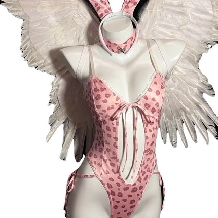 Pink Leopard Bunny Cos Sex Free Sexy Cute Girl Pure Desire Underwear Temptation jumpsuit Uniform