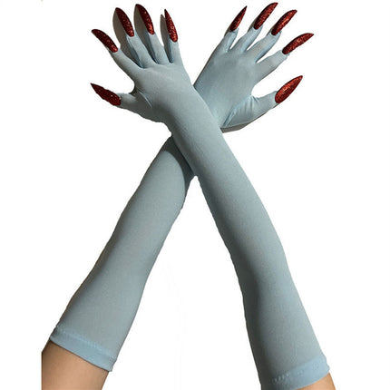 48cm European and American Fashion Halloween Gloves Long Nails Ghost Claw Gloves Long Performance Props Costume Black Red Claw