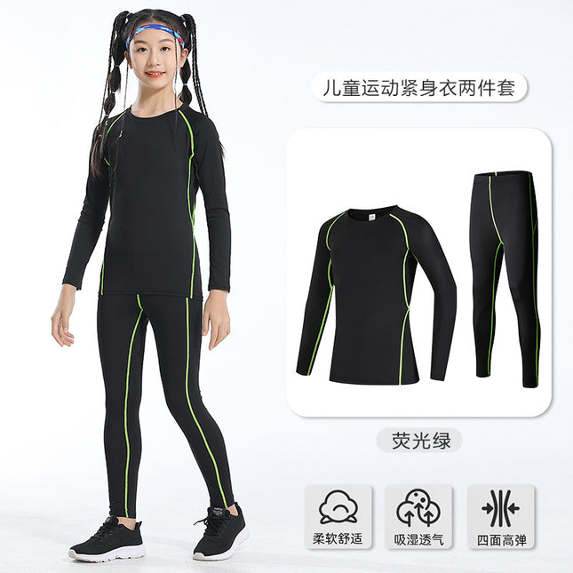 Children's Tight Clothes Training Clothes Quick-drying Clothes Elastic Sweat-absorbent Basketball Football Training Clothes Base Roller Skating Boxing Fitness Clothes