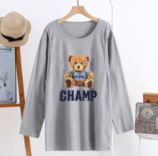 Maternity Breastfeeding Long Sleeve T-Shirt Cartoon Print Loose Nursing Top Spring Autumn M-XXXL / T-Shirt Allaitement Manches Longues Imprimé Cartoon Ample Haut Maternité Printemps Automne M-XXXL