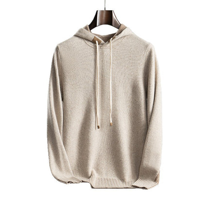 Cashmere Sweater for Men 100% Pure Cashmere Autumn and Winter New Two-Color Thickened Long-Sleeved Knitted Sweater Jacket Hoodie
