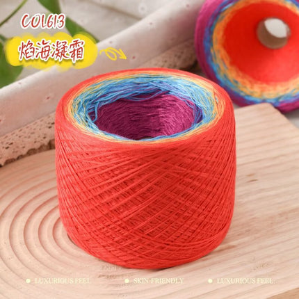mercerized cotton hand-wound mixed strand cake line gradient long dyed hand-woven shawl blanket crochet wool 300g