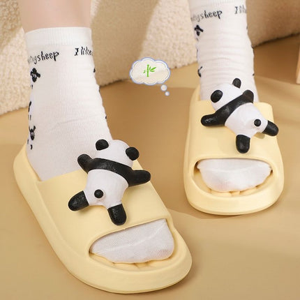 Wen Xiong Summer New Cute Panda Girly Slippers for Home Wear Non-Slip Deodorant EVA Slippers for Women