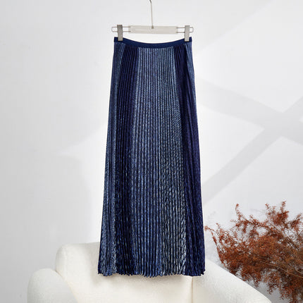 Fashionable Long-Sleeved T-Shirt Tops Women's Skirt Two-Piece Set New Casual Denim Skirt Suit Women's Complete Set
