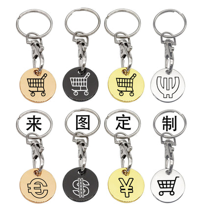 Cross-border European and American supermarkets push shopping cart logo coins metal tokens lobster chain key chain advertising gifts