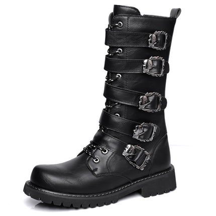 High-Top Long Boots Large Toe Cross-Border Temu Shein Popular Long Boots Men's High-Top Riding Leather Boots Dropshipping