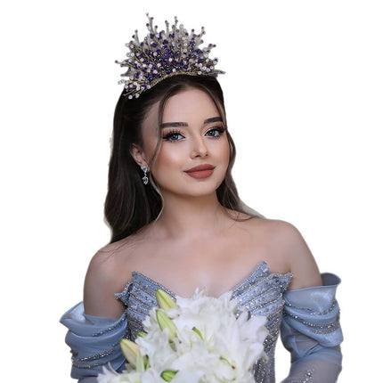 Naisa326 Colorful Crystal Wedding Dress Accessories Rhinestone Crown Wedding Bride Preparation Supplies Styling Headdress