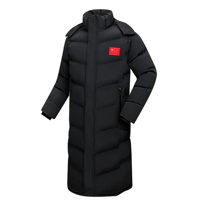 National team down cotton-padded jacket long knee-high sports institute men's and women's winter training clothes sports cotton coat art test