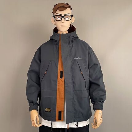 Trendy Men's Autumn and Winter Autumn Clothes Waterproof Jacket Men's American Style Splicing Color Men's Outdoor Mountaineering Jacket