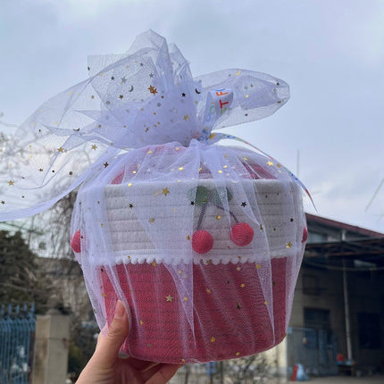 Cute Baby Souvenir, Cute Dog Cotton Thread Woven Bag, Hand-Held Cartoon Small Fresh Basket Bag, Hand-Held Women's Bag