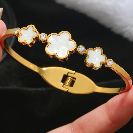 Titanium Steel Bracelet Does Not Fade, Diamond-Encrusted Real Gold Electroplated 18K Gold Stainless Steel Bracelet Douyin Cross-Border Same Style