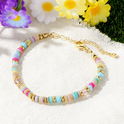 Cross-border Explosions Macron Color Bracelet Fashion High Sense Dopamine Bracelet Light Porcelain Blue Flat Bead Crystal Bracelet
