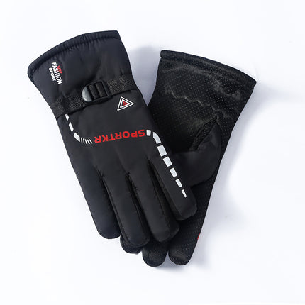Men's ski gloves winter thickened non-slip riding fleece-lined warm gloves winter wind and cold protection cycling wholesale