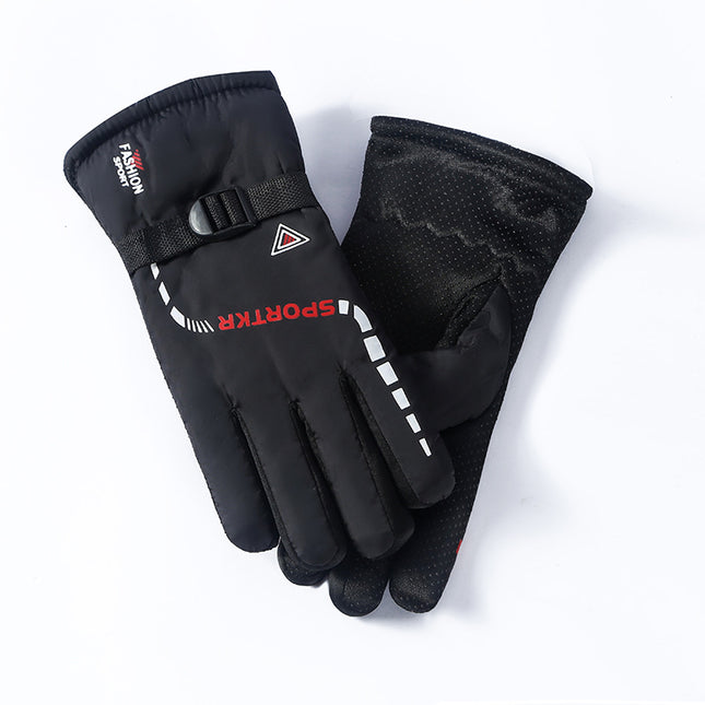 Men's ski gloves winter thickened non-slip riding fleece-lined warm gloves winter wind and cold protection cycling wholesale