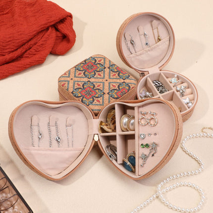 Cross-border New Retro Cork Jewelry Box Advanced Sense Storage Portable Travel Earrings Ring Necklace Storage Box