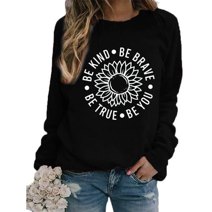 Foreign trade supply be like flower printed round neck jacket sweater European size ladies coat long sleeve cross-border autumn and winter