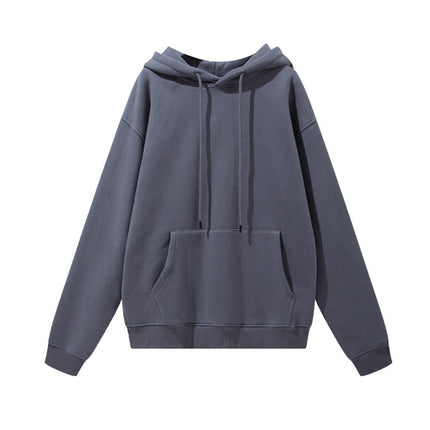 Men's Autumn and Winter 345g Pure Color Hoodie Thickeneded and Velvet Oversize Brushed Men's Hooded Sweatshirt Thickeneded and Warm