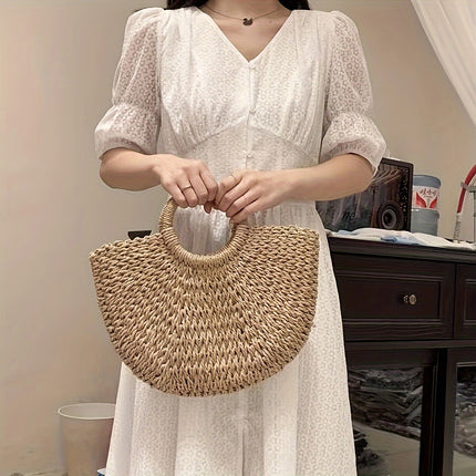 New Summer Straw Bag, Vegetable Basket, Handbag, Large Capacity Tote Bag, Women's Handwoven Bag, Vacation Beach Bag