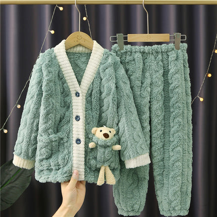 Fat Girl pajamas autumn and winter Princess fleece-lined flannel junior high school students big children fat girl home clothes extra large