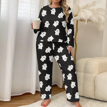 Cross-border Foreign Trade Autumn Milk Silk Pajamas Women's Home Clothes Plus Fatty Casual Long-sleeved Trousers suit Can Wear
