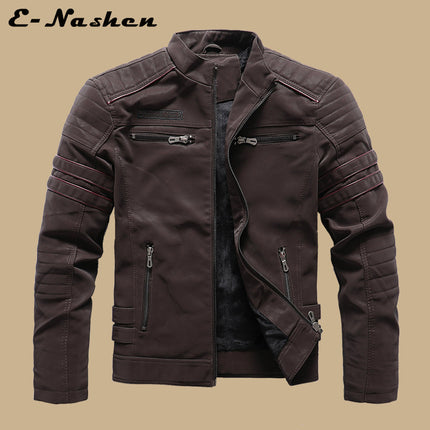 Factory Direct Sale Men's Autumn and Winter Suede Leather Jacket Fashion Slim Brushed Pu Motorcycle Trendy Brand Slim Coat