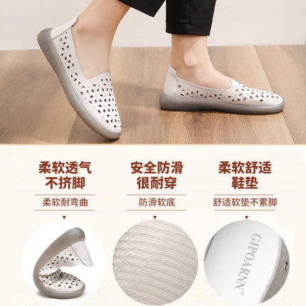Mom's Shoes, Single Shoes for Middle-Aged and Elderly People, Summer Breathable Leather Shoes, Soft Soles That Don'T Tire the Feet, Women's Shoes, Sandals, Non-Slip Clogs