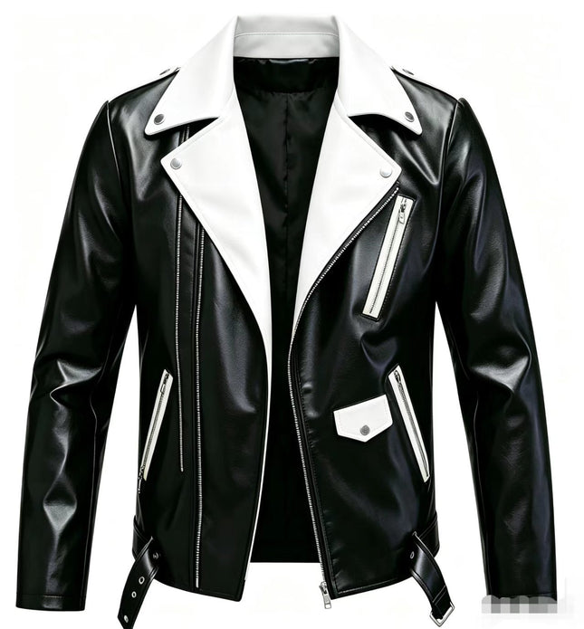 Spring and Autum Korean Style Motorcycle Leather Jacket for Men, Loose, Trendyy and Handsome Black American Fashion Brand Leather Jacket for Men 2025