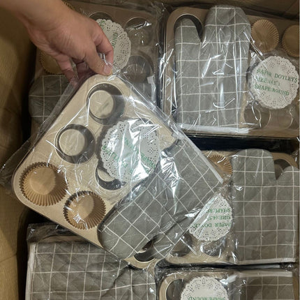 Baking Mold Mufen Small Cake Grinder Baking Six Donuts Non-Stick Household 6/12 Mold Baking Tray Tool