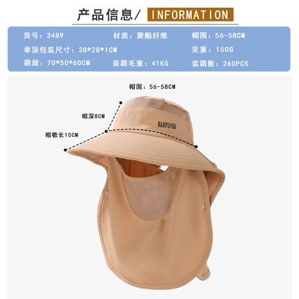 Shawl Hat Factory in stock Summer New Multi-function Face Mask Sunscreen Hat Women's Outdoor Big Rim Sun Hat