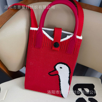 Girl's Heart-Shaped Knitted Crossbody Bag