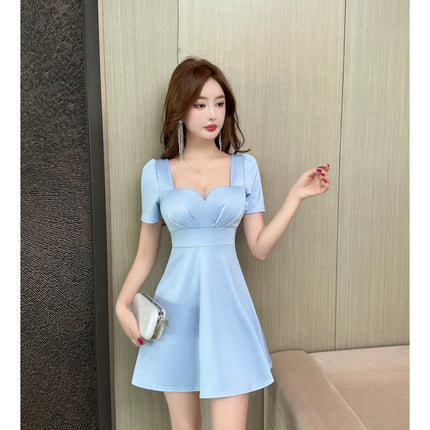 Real shot 8907 in stock Spice Girls Pure Desire Wind Tight Waist Large A- shaped dress New Foot Bath Technician Work Clothes Women