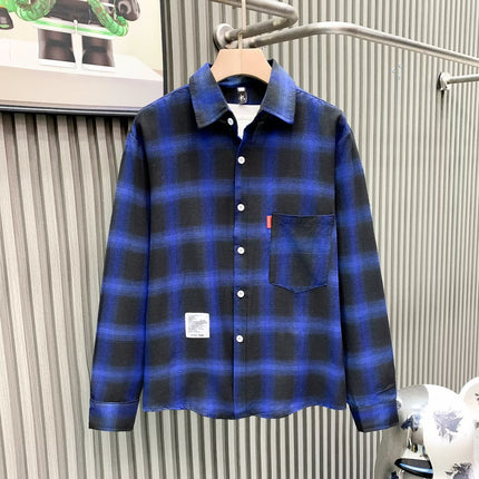 Letter printed plaid shirt men's spring and summer fast hand online celebrity same slim-fit long sleeve shirt thin coat fashion