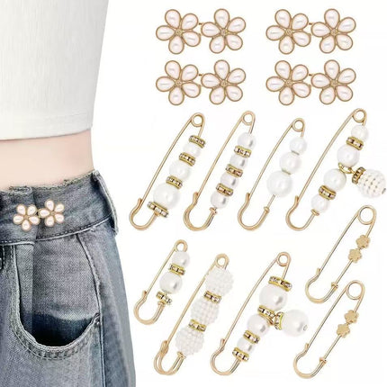 Imitation Pearl Pin suit Pants Waist Tight Artifact Pin Fixed Clothes Waist Change Small Artifact Anti-running Light Accessories