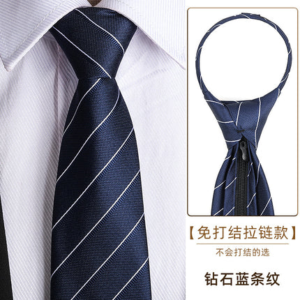 Dress Business Tie Men's and Women's Groom Wedding Black Zipper Korean Narrow No Lazy Striped Bow Tie Plaid