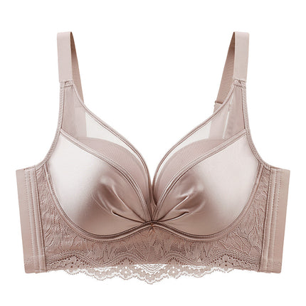Seamless Satin Mesh Underwear Women's Medium Thick Small Chest Large Gathered Accessory Breast Anti-Sagging Non-Rim Bra
