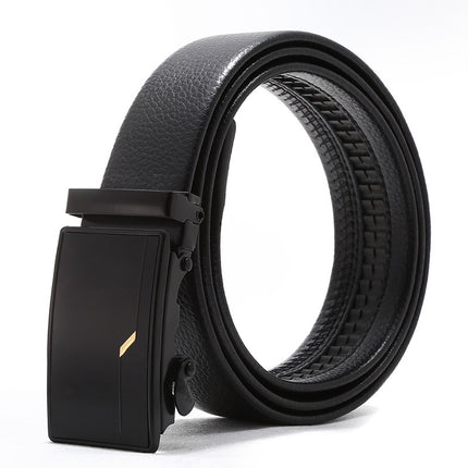 Automatic buckle men's belt young luxury business fashion Korean version of simple litchi pattern black pants belt wholesale