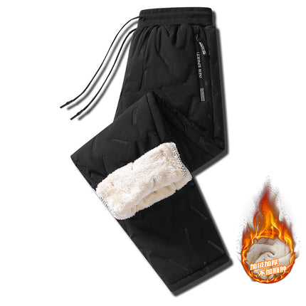 Lamb Velvet Pants Men's fleece-lined Thickened Casual Pants Middle-aged and Elderly Wearing Cotton Pants plus size Cold-proof Warm Sports Pants