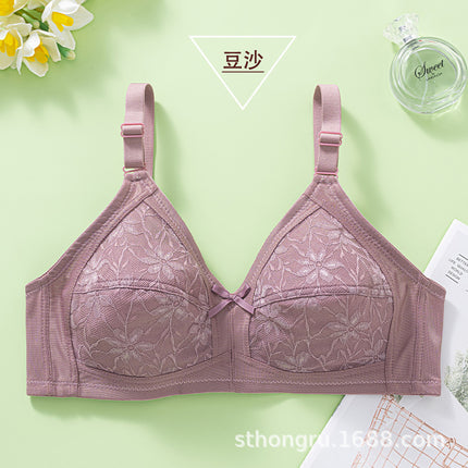 Cross-Border Sexy Ultra-Thin Lace Large Size Bra for Big Breasts, No Rims, Push-Up Adjustable Bra in Stock