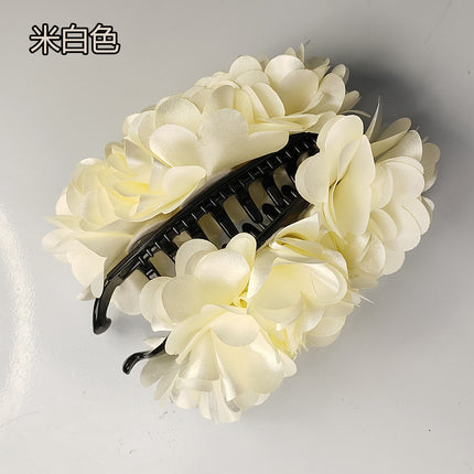 In Stock, Yi Mengling's Same Style Seaside Mermaid-Shaped Oversized Red Rose Flower Banana Hair Clip Accessory