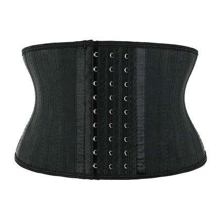 18cm short sports belly belt 25 bone three rows 9 hook matte leather rubber waist waist plastic belt cross border