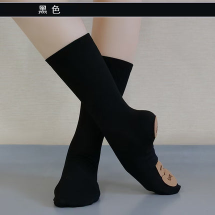 Children's modern dance socks adult ballet non-slip middle tube Chinese dance three-piece bottom folk dance cat claw training cotton socks