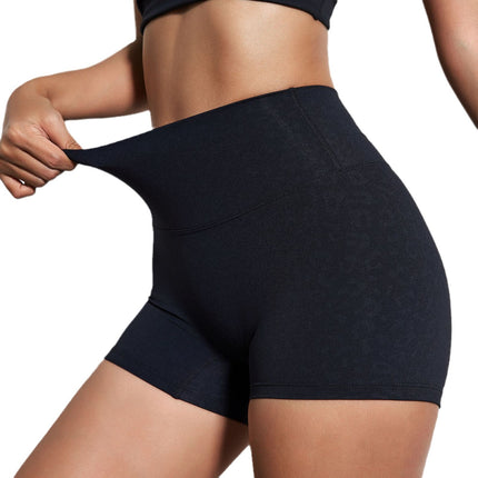Summer solid color European and American women's high waist hip lifting peach sports shorts tight stretch fitness three pants can be worn outside