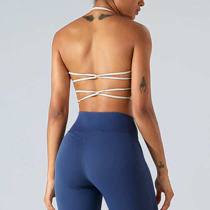 European and American Fashion Sexy Hanging Neck Sports Vest Women's Quick-Dry Cross Beautiful Back Running Fitness Underwear Yoga Bra