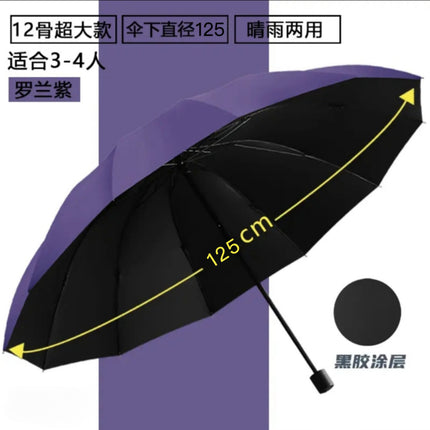 Full-automatic Umbrella Reinforced Windproof Folding Umbrella Black Rubber Sunny and Rain Dual-use Women's Sunscreen Sunshade Umbrella Sun Umbrella Advertising