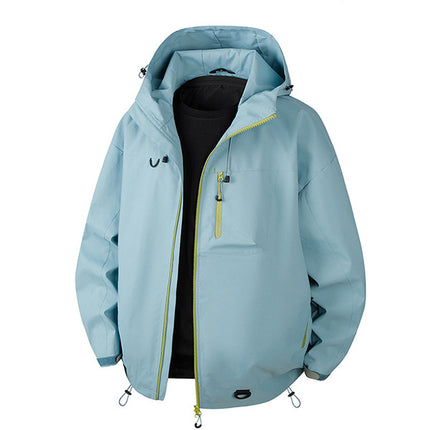Soft Shell Jacket for Men and Women, New Three-In-One Detachable Single-Impact Hooded Jacket, Outdoor Windproof and Waterproof Mountaineering Jacket