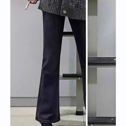 Plus Size Retro Bootcut Jeans for Women 2025 Autum New Fat mm Pear-Shaped Figure High Waist Slim Flared Pants